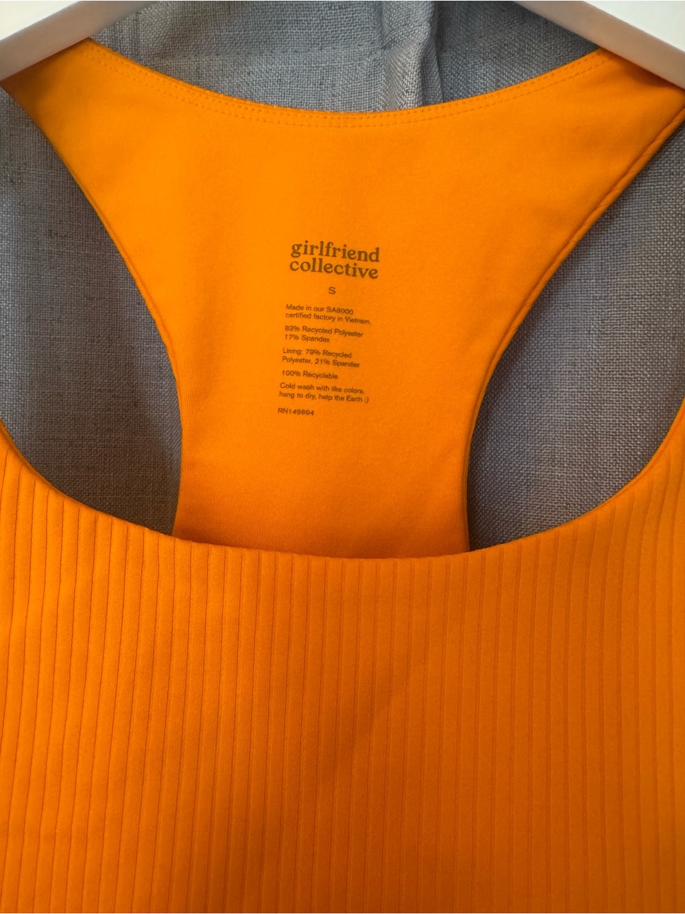 Girlfriend Collective Paloma Ribbed Racerback Sports Bra - Picture 2 of 3